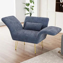 Txtin's Comfy Accent Chair Reading Chair for Bedroom Cozy Wing Arm Living Room Single Sofa Chair with Angle Adjustable Arms Navy Blue Corduroy Easy Assembly by CozyNest Decor