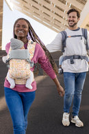Beco Gemini Baby Carrier from Newborn to Toddler - Certified Ergonomic Newborn Baby Carrier for Infants and Children of 7-35 lbs - M Shape, Adjustable Seat, 100% Cotton (Geo Floral) by TinyTreasures Baby Boutique