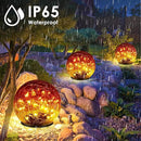2 Pack 60 LED Garden Solar Outdoor Lights Decorative, Gradient red Cracked Glass Solar Globe Lights, Upgraded Waterproof Ball Lights for Yard Pathway Patio Lawn Christmas Outside Decor by GreenHaven Gardens