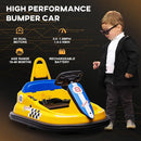 Aosom Toddler Bumper Car, 360° Rotation 6V Kids Electric Ride on Bumper Car with EVA Bumper Edges, Twins Motor, Songs, Horn, LED Lights, Safety Belt for 18-48 Months, Yellow by TinyTreasures Baby Boutique