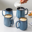 Hasense Coffee Mug Set of 4, 12 Ounce Ceramic Coffee Cups with Handle, Large Mug Set for Coffee, Tea, Chocolate, Modern Mug Gift for Men and women, Dishwasher & Microwave Safe(Blue)