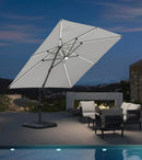 PURPLE LEAF 10 Feet Patio Umbrella Outdoor Cantilever Solar Powered LED Square Umbrella Aluminum Offset Umbrella with 360-degree Rotation for Garden Deck Pool Patio White by GreenHaven Gardens