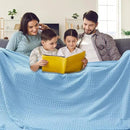 PHF 100% Cotton Waffle Blanket Oversized King 120"x120", Lightweight Breathable Extra Large 10'x10' Summer Blankets for Bed, Giant Big Luxury Aesthetic Woven Bedding for Home Decor, Sky Blue by CozyNest Decor