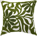 Alysheer Farmhouse Floral Leaves Embroidered Decorative Throw Pillow Cover 18x18 inches, Boho Tufted Flowers Embroidery Pattern Chic Cotton Cushion Case for Couch Bed Sofa Living Room(Olive Green) by CozyNest Decor