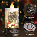 Gnome Snow Globe Candle Christmas Decorations Gifts Auto Snowfall Glitter Music Collection with 6H Timer USB/Battery Powered 9.7 inch by CozyNest Decor