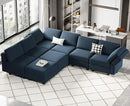 Belffin Modular Sectional Sofa with Storage Chaises Sectional Sleeper Sofa Couch 8 Seat Sectional Bed Blue by CozyNest Decor