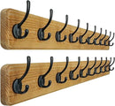 Dseap Coat Rack Wall: 38-1/4" Long, Patented, Heavy-Duty, 10-Double-Hooks Wooden Wall Mounted Coat Rack Coat Hanger Hook Rail for Winter Coats Hat Jacket Clothing, Weathered Brown, Pack of 2 by CozyNest Decor