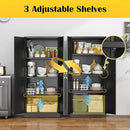 Kitchen Cabinet Storage,60”Metal Pantry Cabinet with Doors and 3 Adjustable Shelves,Food Pantry Cabinets with 2 Gold Handles,Black Tall Storage Cabinet for Livingroom,Pantry,Bathroom,Kitchen by CozyNest Decor