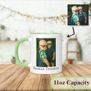 Personalized Coffee Mug, Custom Drawing Portrait Gift, Funny Customized Coffee Gift for Men & Women, Custom Mugs with Pictures, Light Green 11oz Customized Ceramic Tea Cup by TinyTreasures Baby Boutique