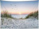 HVEST Ocean Beach Tapestry Wall Hanging, Sunset Seabird and Beach with Grass Wall Hanging Tapestry Natural Landscape Tapestry for Bedroom Living Room Dorm Decoration Wall Decor, 80x60 Inches by CozyNest Decor
