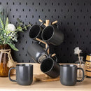 AmorArc 14oz Coffee Mugs Set of 6, Ceramic Coffee Mugs with Large Handle & Wavy Rim for Latte/Hot Cocoa/Tea, Stylish Coffee Cups for Men Women. Oven,Dishwasher&Microwave Safe, Dark Gray by CozyNest Decor