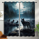 Wolf Blackout Curtains for Boys Girl Bedroom Decor,Dreamy Forest Full Moon Wolf Pack Thermal Insulated Grommet Drapes Darkening Window Curtain for Living Room Home 42x45 inch by TinyTreasures Baby Boutique
