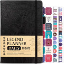 Legend Planner Daily for 3 Months – Undated Monthly Weekly & Daily Planner to Hit Goals. Organizer & Productivity Journal, A5 (Black) by TinyTreasures Baby Boutique