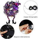 Lulu Home Halloween Front Door Wreath, Purple LED Lighted Witch Hat Wreath, Battery Operated, NOT PRELIT by CozyNest Decor
