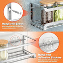 Spice Rack wall mounted 2 Pack, Space-Saving Spice Organizer for Spice Jars and Seasonings,Screw or Adhesive Hanging Spice Rack Organizer for Your Kitchen Cabinet,or Pantry Door,Silver by CozyNest Decor