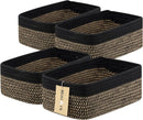 Small Storage Baskets for Organizing | Closet Organizer Bins | Shelf Toy Basket | Woven Rope Baskets | Cube Decorative Box | Shallow Basket | 13x8.5x5.1” | 4 Packs Black Brown by GreenHaven Gardens