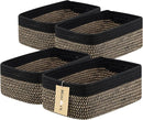 Small Storage Baskets for Organizing | Closet Organizer Bins | Shelf Toy Basket | Woven Rope Baskets | Cube Decorative Box | Shallow Basket | 13x8.5x5.1” | 4 Packs Black Brown by TinyTreasures Baby Boutique