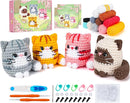 Crochet Kit for Beginners -4 PCS Cat Crochet Kit with Step-by-Step Video Tutorials, Learn to Crochet Kits for Adults and Kids, Beginner Crochet Kits for Adults, Animals Cat Crafts Knitting Kit by TinyTreasures Baby Boutique