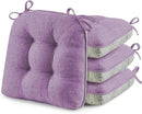 puredown® Chair Cushions for Dining Chairs, Tufted Memory Foam Chair Pads with Non-Slip Backing, Kitchen Seat Cushions with Ties, Washable Seat Pads Set of 4, 15.5" x 15.5" x 4", Purple by CozyNest Decor