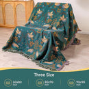 Boho Throw Blanket for Bed Couch 100% Cotton Woven Bed Throws for All Season Lightweight and Soft Cozy Farmhouse Reversible Muslin Decorative Blanket for Travel Picnic, Teal/Cream, 60''x80'' by CozyNest Decor