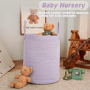 Large Woven Laundry Basket Hamper,80L Cotton Rope Storage Bin for Blankets,Toys and Clothes,Decorative Tall Nursery Hamper for Living Room,Baby Nursery,Bathroom and Bedroom,Purple by CozyNest Decor