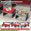 Tangkula 2 Pieces Patio PE Rattan Ottomans, Multipurpose Outdoor Footstool Footrest Additional Seating Side Table with Soft Zippered Cushions for Deck, Garden, and Yard (Red) by CozyNest Decor