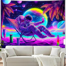 BVBOX Astronaut Space Blacklight Tapestry 79"x59", UV Reactive Astronaut Beach Lounge Chair Vacation Universe Planet Glow in Dark Tapestries, Black Light Neon Upright Poster Wall Hanging Backdrop Decor for Bedroom Living Room by CozyNest Decor