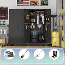 Metal Garage Storage Cabinet, 75” Cleaning Tool Cabinet with Hooks and Hanging Rods, Heavy Duty Garden Tool Organizer, Broom Cabinets for Home, Garage, Laundry Room, Gym, Workshop by CozyNest Decor