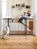 BABELIO 36-57" Extra Wide Baby/Dog Gate, Auto Close for The House, Stairs and Doorways, Pressure Mounted for Pet with Large Walk Thru Door, No Need Tools and Drilling, Black by TinyTreasures Baby Boutique