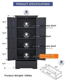 72" Tall Wood Storage Cabinet, Farmhouse Kitchen Pantry Cabinet with Adjustable Shelves & Drawer & Barn Doors, Versatile Storage for Kitchen, Dining Room, Bathroom, Black by CozyNest Decor