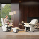 JIASTING 360° Swivel Leather Recliner Chair with Ottoman & Double Side Pockets, Nursing Glider Rocking Recliner Chair, Gliding Chairs for Nursery, Living Room, Office, Bedroom, Metal Frame (White) by TinyTreasures Baby Boutique