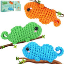 Crochet Kit for Beginners - 3 PCS Baby Chameleon Crochet Kits with Step-by-Step Video Tutorials, Beginner Crochet Kit for Adults Kids, Chameleon Crocheting Set (Orange&Blue&Green) by TinyTreasures Baby Boutique
