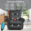 EBELLO Electric Power Recliner Chair with Massage and Heat, Soft Fabric Massage Recliner for Adults, Overstuffed Single Reclining Sofa, Vintage Rivet Mid-Century Design for Living Room, Grey by CozyNest Decor