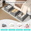 3PCS Under Bed Storage Bins with Metal Frame, Linen Fabric Frame Storage Box Clothes Organizer Bins, Underbed Container with Clear Window (Dark Grey, 15.7 x 13 x 6IN) by CozyNest Decor