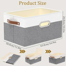 Yawinhe Fabric Storage Bins with Handles, Foldable Baskets for Shelves, Cubes with 3 Handles, Large Boxes for Clothes, White/Grey, 16.9''Lx11.8''Wx10.2''H, 4-Pack by CozyNest Decor