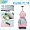 NEW TILAMI 18 inch Rolling Backpack for Girls – Waterproof, Large Capacity, Stair-Climbing Design, Adjustable Handle, Great for School, Pink Sunset by TinyTreasures Baby Boutique