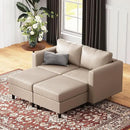 64.6" Faux Leather Loveseat Sleeper Sofa Bed with Storage Seat, Modern Modular Sectional Couch Deep Seat with Reversible Chaise 2-Seat Whitesand for Apartment, Living Room, Bedroom by CozyNest Decor
