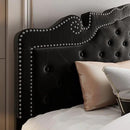 Allewie King Bed Frame with Adjustable Velvet Tiara Headboard, Upholstered Diamond Button Tufted Platform Bed, Wood Slats Support, No Box Spring Needed, Mattress Foundation, Easy Assembly, Black by CozyNest Decor
