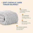 L'AGRATY Chunky Knit Blanket Throw: 80''x90'' Chenille Chunky Knitted Throw Blanket for Bed Couch - Handmade Thick Big Cable Knit Blanket - Large Chunky Crochet Rope Blanket for Home Decor(Grey) by CozyNest Decor