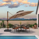 PURPLE LEAF 13ft Patio Umbrella Cantilever Umbrellas Outdoor Round Wood Umbrella Offset Umbrellas Heavy Duty Sun for Garden Deck Pool, Deep Beige by GreenHaven Gardens