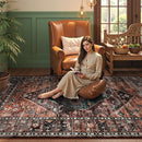 Lahome Area Rugs 9x12 Living Room - Non-Slip Ultra-Thin Washable Large Carpet, Non-Shedding Oriental Vintage Distressed Carpet Rug for Dining Room Bedroom Office by TinyTreasures Baby Boutique
