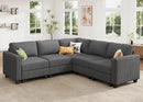 HONBAY Corduroy Modular Sectional Sofa with 5 Seaters, Sectional Corner Sofa with Chaise, L Shape Couches for Living Room, Dark Gray by CozyNest Decor