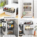 Magnetic Spice Rack for Refrigerator, 3 Pack Magnetic Shelf, Moveable Fridge Organizer with 8-Hook Rack, Seasoning Organizer for Kitchen by CozyNest Decor