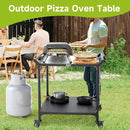 NUUK Grill Cart for Outdoor 32" x 32" Stainless Steel Pizza Oven Table with Double-Shelf Rolling BBQ Kitchen Food Prep Cart for Garden Patio by CozyNest Decor