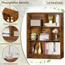 LEYAOYAO 7 Cube Bookshelf with Base,3 Tier Mid-Century Modern Brown Bookcase,Standing Wide Bookshelves Storage Organizer Shelf,Rustic Wood Display Cabinet Book Shelves for Bedroom,Living Room,Office by CozyNest Decor