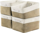 TcaFmac Storage Basket for Organizing - Large 4 Pack Fabric Storage Bins Baskets for Shelves, Foldable Storage Cubes for Closet Cloth Toy Box Gift Organizer(White & Khaki16x12x8 inch) by TinyTreasures Baby Boutique