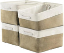 TcaFmac Storage Basket for Organizing - Large 4 Pack Fabric Storage Bins Baskets for Shelves, Foldable Storage Cubes for Closet Cloth Toy Box Gift Organizer(White & Khaki16x12x8 inch) by CozyNest Decor