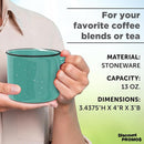 DISCOUNT PROMOS Ceramic Campfire Coffee Mugs 13 oz. Set of 10, Bulk Pack - Perfect for Tea, Espresso, Cappuccino, Hot Cocoa - Mint by TinyTreasures Baby Boutique