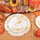 FLOWERCAT 60PCS Thanksgiving Plates & Gold Pumpkin Plates - Including 30PCS 10.25inch Thanksgiving Dinner Plates and 30PCS 7.5inch Thanksgiving Dessert Plates for Giving Thanks Theme Party by CozyNest Decor