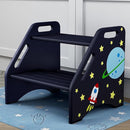 AMBIRD Toddler Step Stool, Space Wooden Two Step Stool for Kids with Non-Slip Pads, Portable Potty Training Stool with Handles for Bathroom, Sink, Kitchen, Bedroom by TinyTreasures Baby Boutique